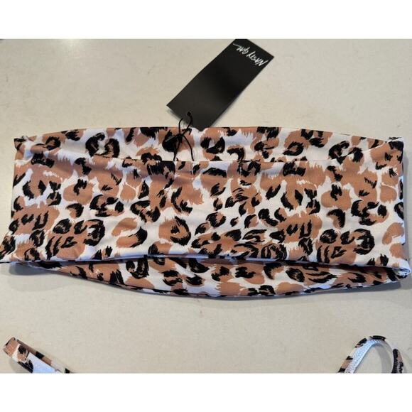 Nasty Gal US4 Animal Print Bikini Top High Cut Bottom Bandeau Leopard Swim - Picture 8 of 10